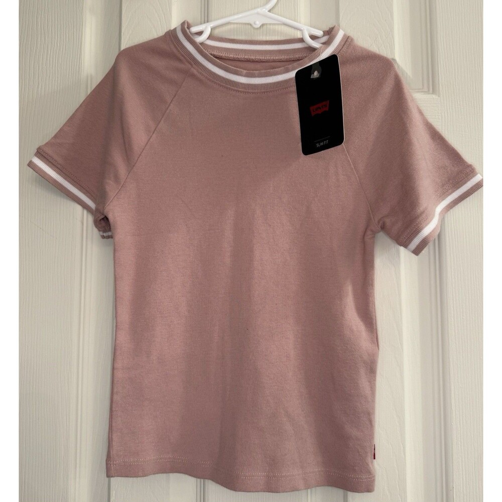 NWT Levi’s Girls Slim Fit T-Shirt Youth XS (10–12) Pink Ribbed Tee $19.99 Tag